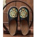 Black Embroideried Cotton Linen Slippers Shoes